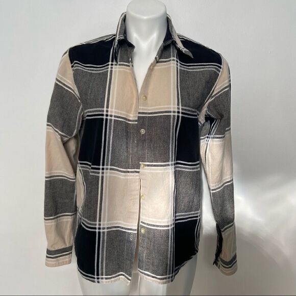 Neutral Plaid button down  - Picture 2 of 9